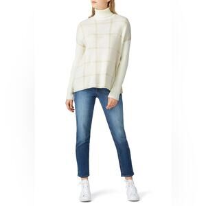 Central Park West Tatum cream windowpane knit turtleneck sweater MEDIUM